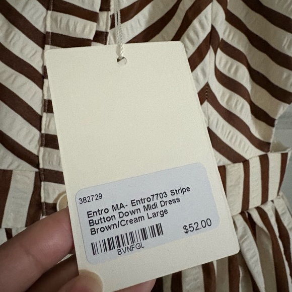 Entro Brown and White Striped Maxi Dress - Picture 3 of 8